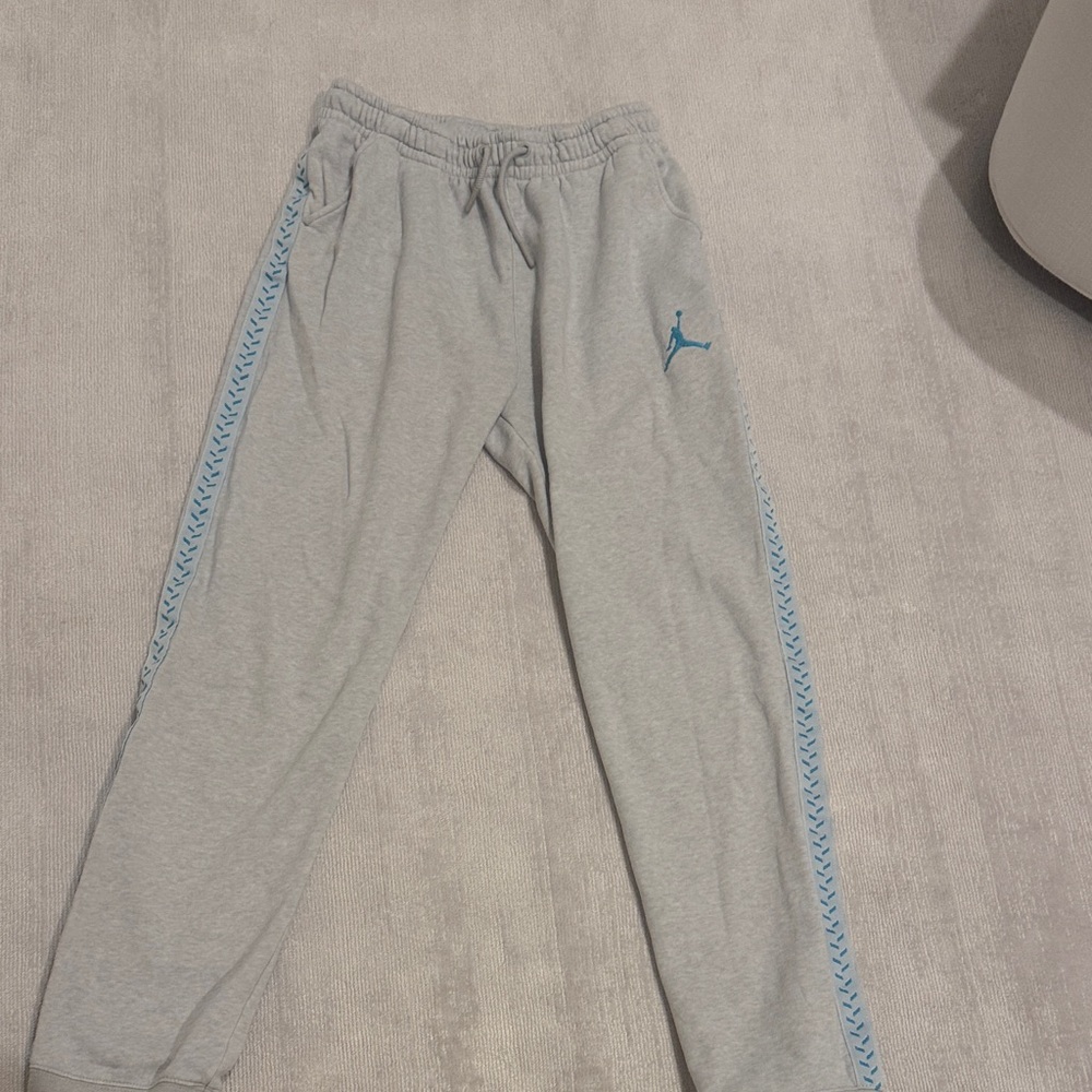 Jordan Kids Light Gray Sweatpants with Blue Accents